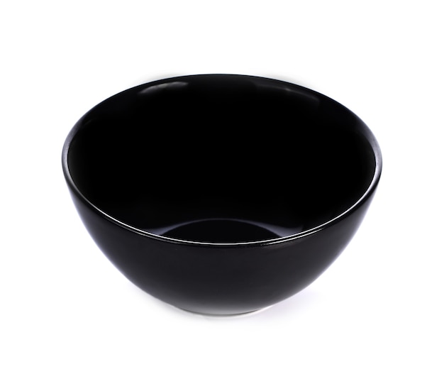 Empty black bowl isolated on white