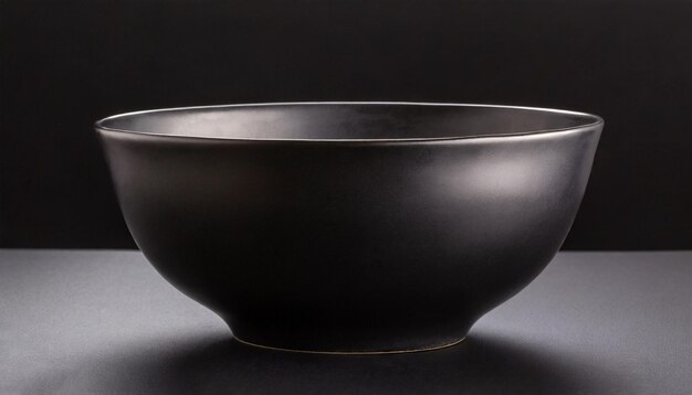 An empty black bowl soup on black background