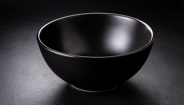 An empty black bowl soup on black background