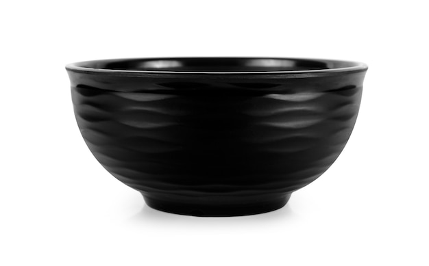 Photo empty black bowl on white background