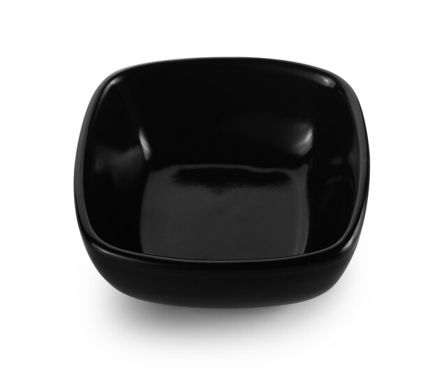 empty black bowl on white background