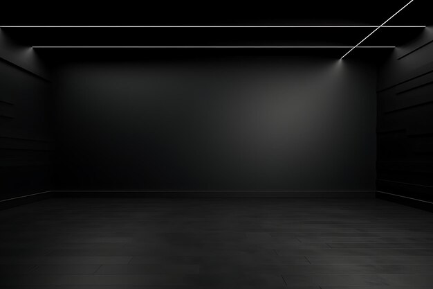 Photo empty black color studio room background for product display