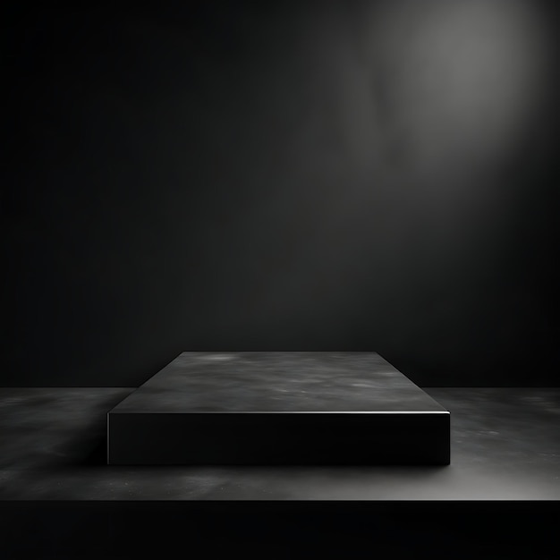 Empty Black Podium On Dark Background 3D Rendering