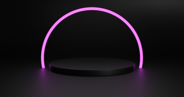 Empty black podium for display product. 3D rendering.