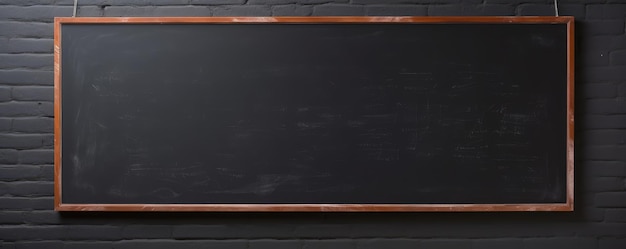 Empty Blackboard on Dark Brick Wall Background