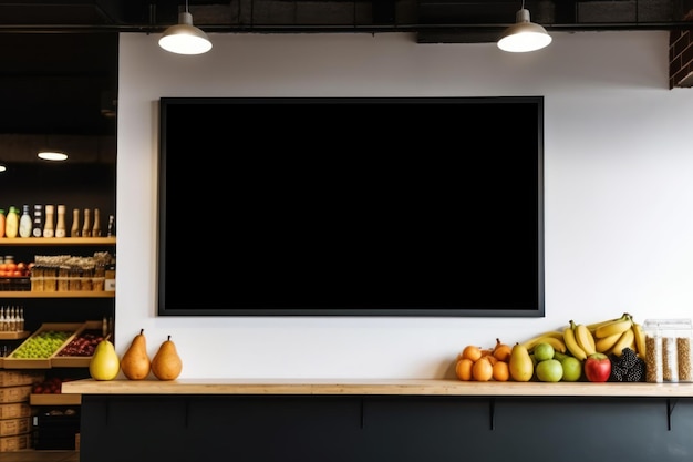 Empty blackboard sign mockup in front of a restaurant Menu board Generative Ai