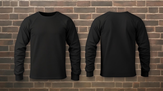 Empty blank black sweater long sleeve mockup template