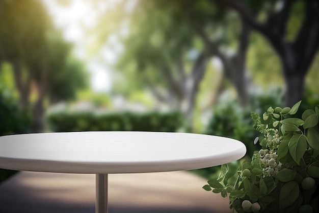 Empty blank formal dining table a wedding outdoor garden Landyard Generative AI