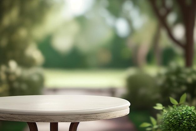 Empty blank formal dining table a wedding outdoor garden Landyard Generative AI