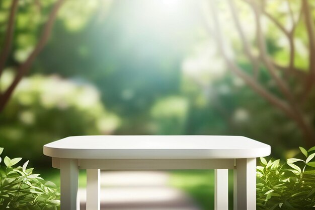 Empty blank formal dining table a wedding outdoor garden Landyard Generative AI