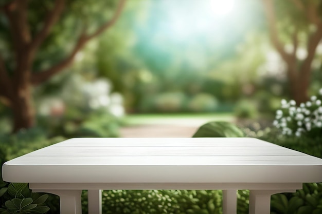 Empty blank formal dining table a wedding outdoor garden Landyard Generative AI