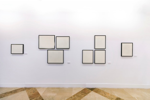 Empty blank frames on museum exhibition