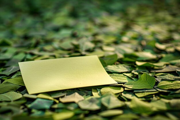 Empty blank scrap paper on nature green background