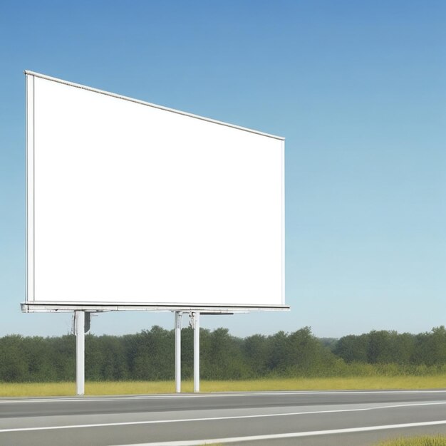 Empty blank white billboard with highy way