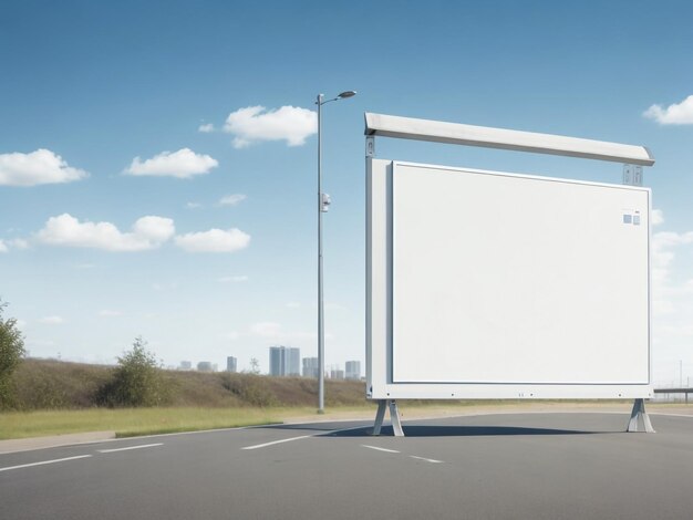 Empty blank white board near the highway