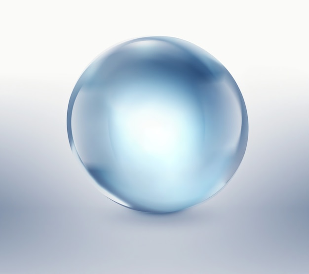 Photo empty blue glass ball on light background