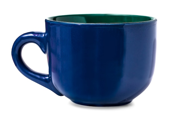 Empty blue mug isolated on white background