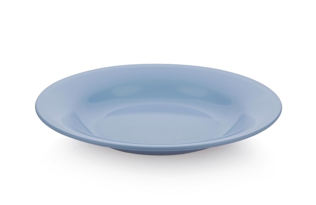 Empty blue plate on white background