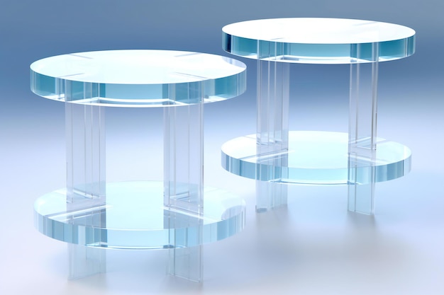 Empty blue round table for product display