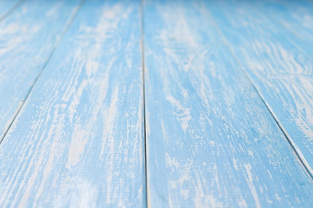 Foto tavola di legno blu vuota davanti