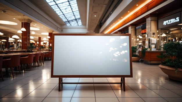 Empty board for product advertisement at department store