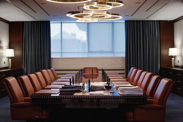 Фото Пустая зала заседаний в современном городском офисе