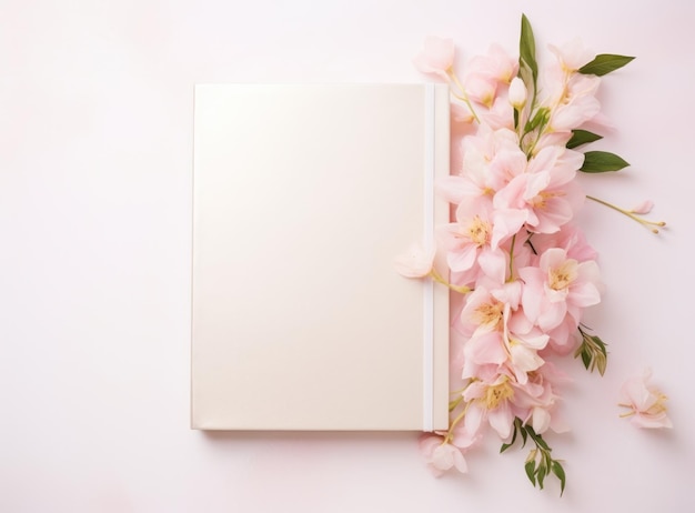 Empty book with flowers