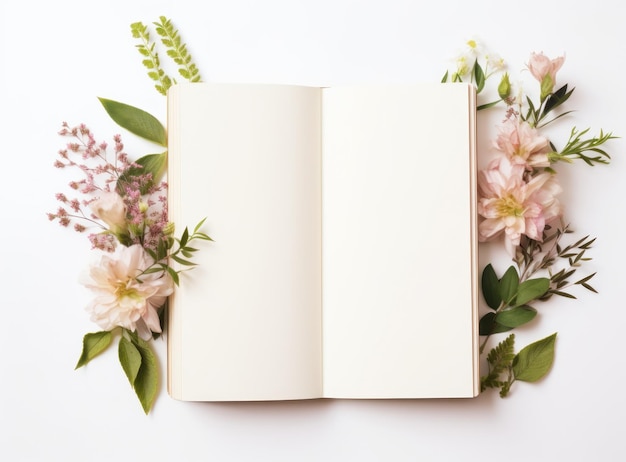 Empty book with flowers