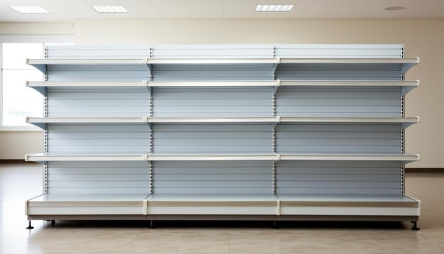 Photo empty bookshelf in modern store with clean design generated by ai