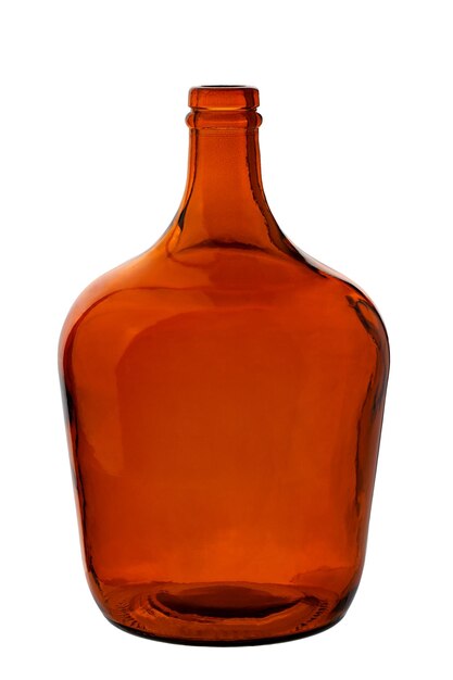 empty bottle made of brown glass isolated on a white background