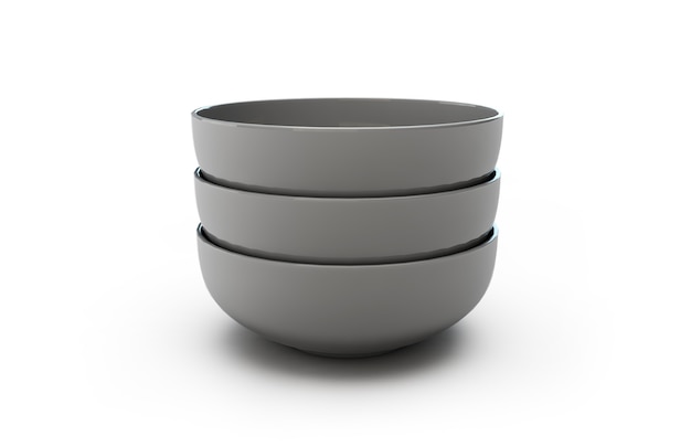 Empty bowl. 3d illustration isolated on white background
