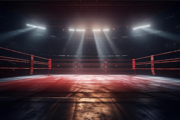 Empty boxing arena waiting new round d render illu