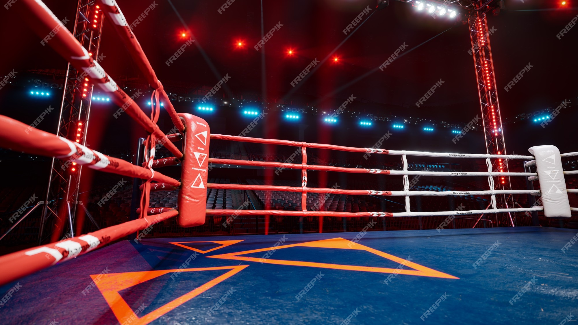 Premium Photo | Empty boxing arena waiting new round d render illustration