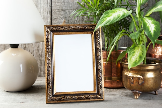 Empty brass picture frame