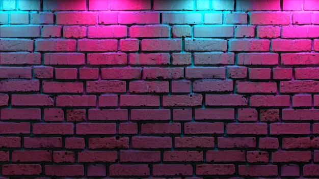 Muro di mattoni vuoto con luce al neon