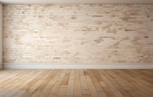 Фото Пустая кирпичная стена с деревянным полом 3d изображение