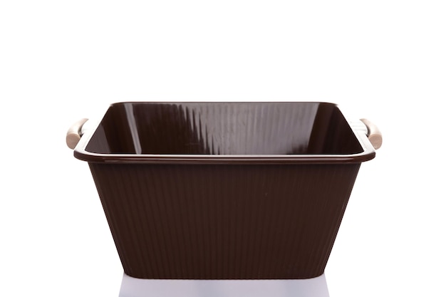 Empty brown plastic bowl top view