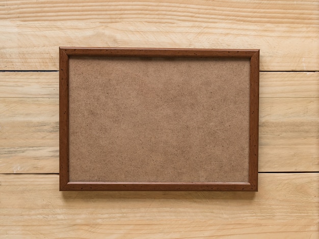 Photo empty brown wooden photo frame