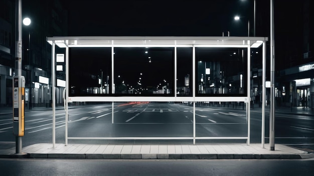 Empty Bus Stop at Night Time