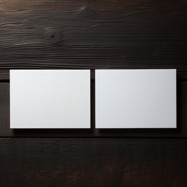 Photo an empty business cards on a dark wooden table