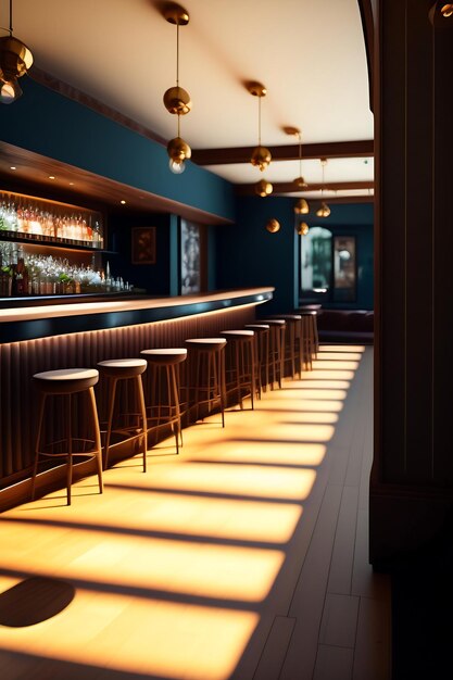 Empty cafe or bar interior daytime