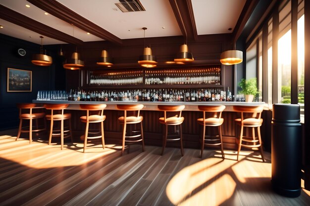 Empty cafe or bar interior daytime