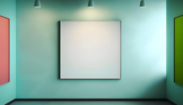 Empty canvas on wall print frame room poster realistic