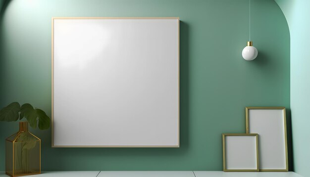 Empty canvas on wall room realistic poster print frame