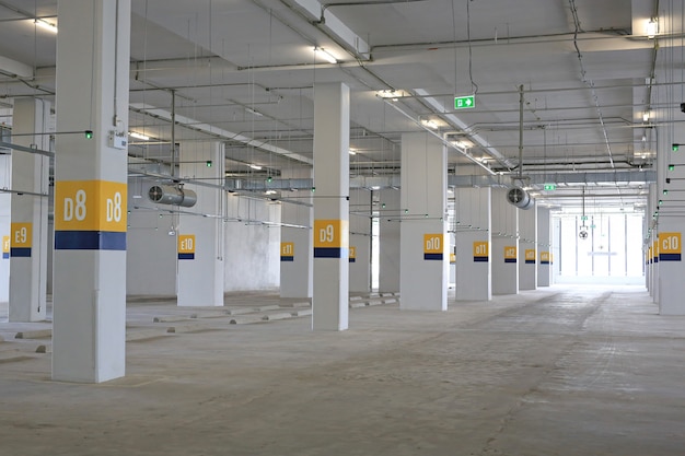 Empty car parking inside department store.