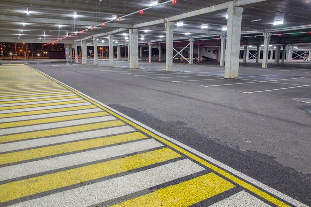 Empty car Parking in the shopping center during pandemic