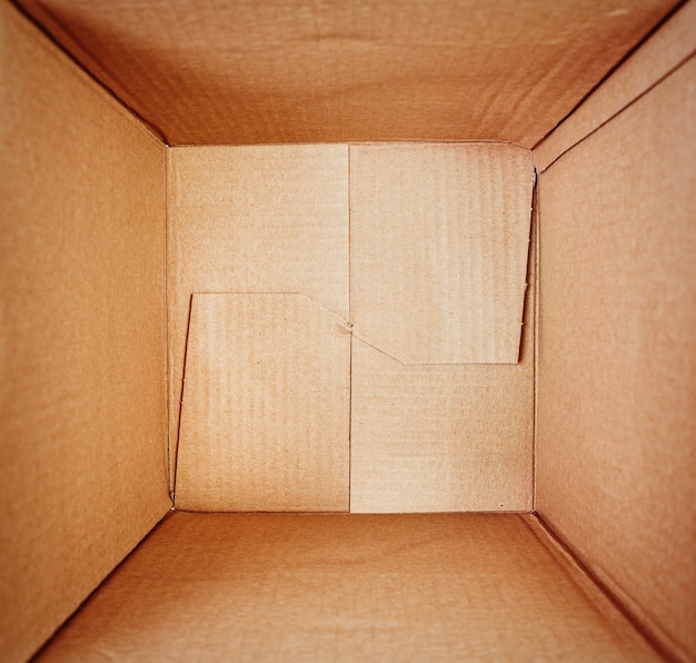 Empty cardboard box, inside view