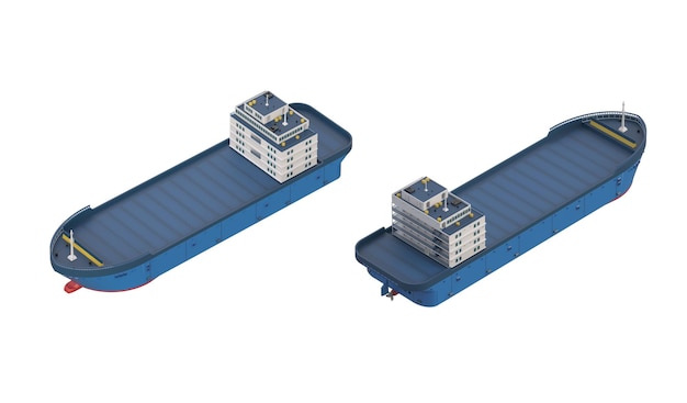 Пустой грузовой корабль или судно, изолированное на белом