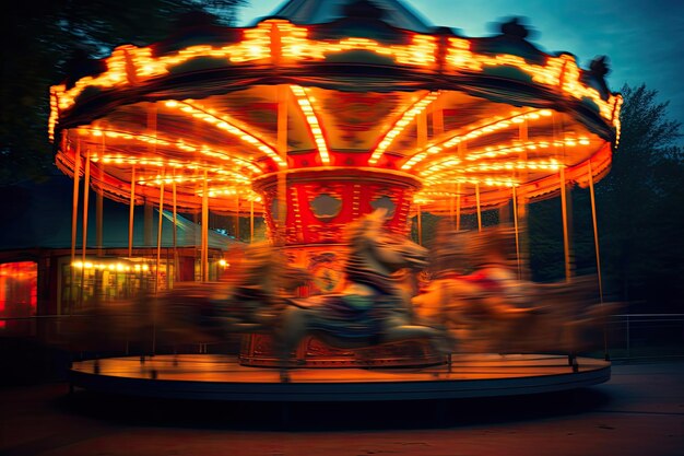 Empty Carousel at Dusk Generative AI