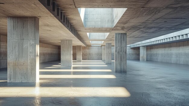 Photo an empty cement floor and concrete architecture in a 3d render